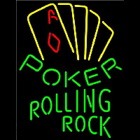 Rolling Rock Poker Yellow Beer Sign Neonkyltti