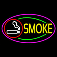 Round Cigar And Smoke Oval With Pink Border Neonkyltti