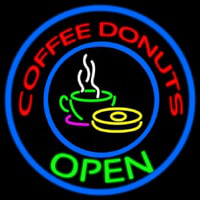 Round Red Coffee Donuts Open Neonkyltti
