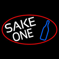 Sake One And Bottle Oval With Red Border Neonkyltti