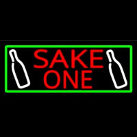 Sake One And Bottle With Green Border Neonkyltti