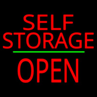 Self Storage Open Block Green Line Neonkyltti