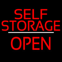 Self Storage Open White Line Neonkyltti