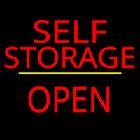 Self Storage Open Yellow Line Neonkyltti