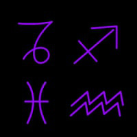 Set of Zodiac Sagittarius Capricorn Aquarius Pisces Neonkyltti