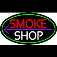 Smoke Shop And Arrow Oval With Green Border Neonkyltti