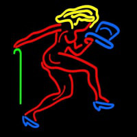 Strip Girl With Hat And Stick Neonkyltti