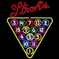 Strohs 15 Ball Billiards Pool Beer Sign Neonkyltti