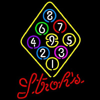 Strohs Ball Billiards Rack Pool Beer Sign Neonkyltti