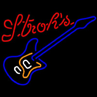 Strohs Blue Electric Guitar Beer Sign Neonkyltti