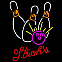 Strohs Bowling White Pink Beer Sign Neonkyltti
