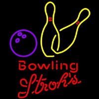 Strohs Bowling Yellow Beer Sign Neonkyltti