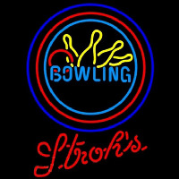 Strohs Bowling Yellow Blue Beer Sign Neonkyltti