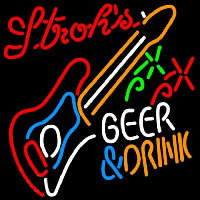 Strohs Drink Guitar Beer Sign Neonkyltti