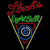Strohs Eightball Billiards Pool Beer Sign Neonkyltti