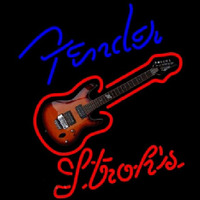 Strohs Fender Blue Red Guitar Beer Sign Neonkyltti