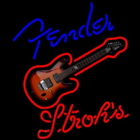Strohs Fender Blue Red Guitar Beer Sign Neonkyltti