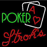 Strohs Green Poker Beer Sign Neonkyltti