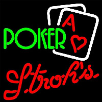 Strohs Green Poker Beer Sign Neonkyltti