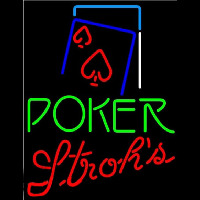 Strohs Green Poker Red Heart Beer Sign Neonkyltti