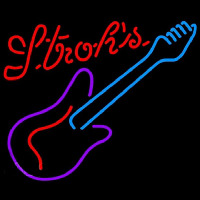 Strohs Guitar Purple Red Beer Sign Neonkyltti