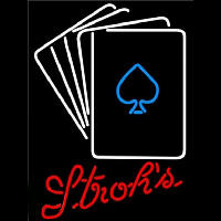 Strohs Poker Cards Beer Sign Neonkyltti