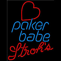 Strohs Poker Girl Heart Babe Beer Sign Neonkyltti