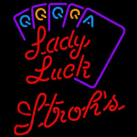 Strohs Poker Lady Luck Series Beer Sign Neonkyltti