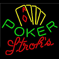 Strohs Poker Yellow Beer Sign Neonkyltti