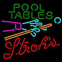 Strohs Pool Tables Billiards Beer Sign Neonkyltti