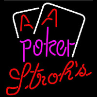 Strohs Purple Lettering Red Aces White Cards Beer Sign Neonkyltti