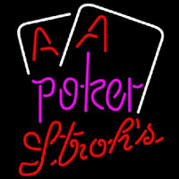 Strohs Purple Lettering Red Aces White Cards Poker Beer Sign Neonkyltti