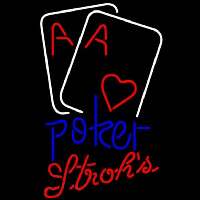 Strohs Purple Lettering Red Heart White Cards Poker Beer Sign Neonkyltti