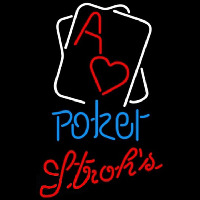 Strohs Rectangular Black Hear Ace Poker Beer Sign Neonkyltti