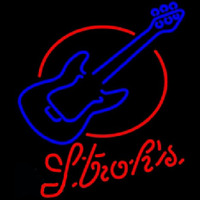 Strohs Red Round Guitar Beer Sign Neonkyltti