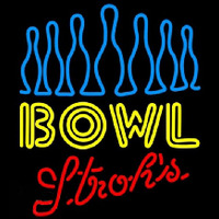 Strohs Ten Pin Bowling Beer Sign Neonkyltti