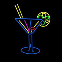Stylized Cocktail Or Martini Glass With Lime Slice Neonkyltti