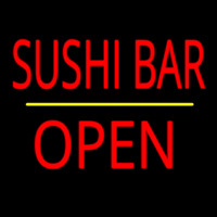 Sushi Bar Open Yellow Line Neonkyltti