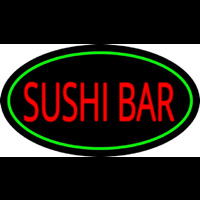 Sushi Bar Oval Green Neonkyltti