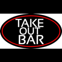 Take Out Bar Oval With Red Border Neonkyltti