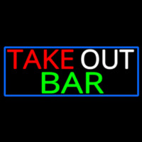 Take Out Bar With Blue Border Neonkyltti