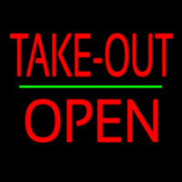 Take Out Block Open Green Line Neonkyltti