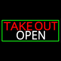 Take Out Open With Green Border Neonkyltti