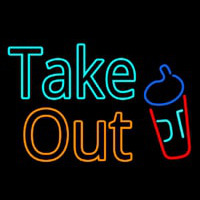Take Out With Wine Glass Neonkyltti