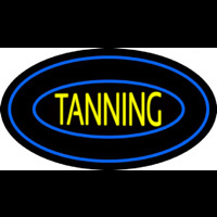 Tanning Double Oval Blue Border Neonkyltti