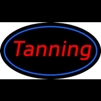 Tanning Oval Blue Border Neonkyltti