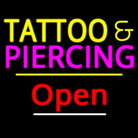 Tattoo And Piercing Open Yellow Line Neonkyltti