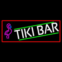 Tiki Bar Flamingo With Red Border Neonkyltti