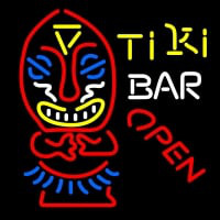 Tiki Bar Open Palm Tree Bamboo Hut Neonkyltti