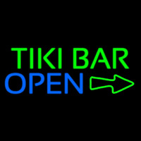 Tiki Bar Open With Arrow Neonkyltti